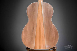 Walnut and cherry classical guitar back side
