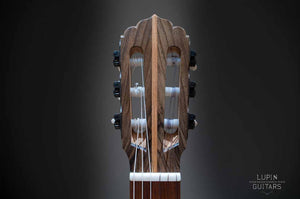 Walnut classical guitar headstock