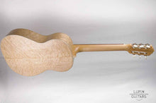 Load image into Gallery viewer, Birds eye maple classical guitar side view
