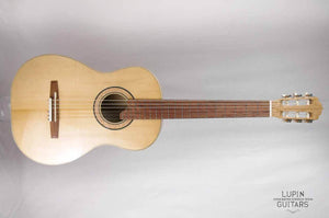Birds eye maple classical guitar front view